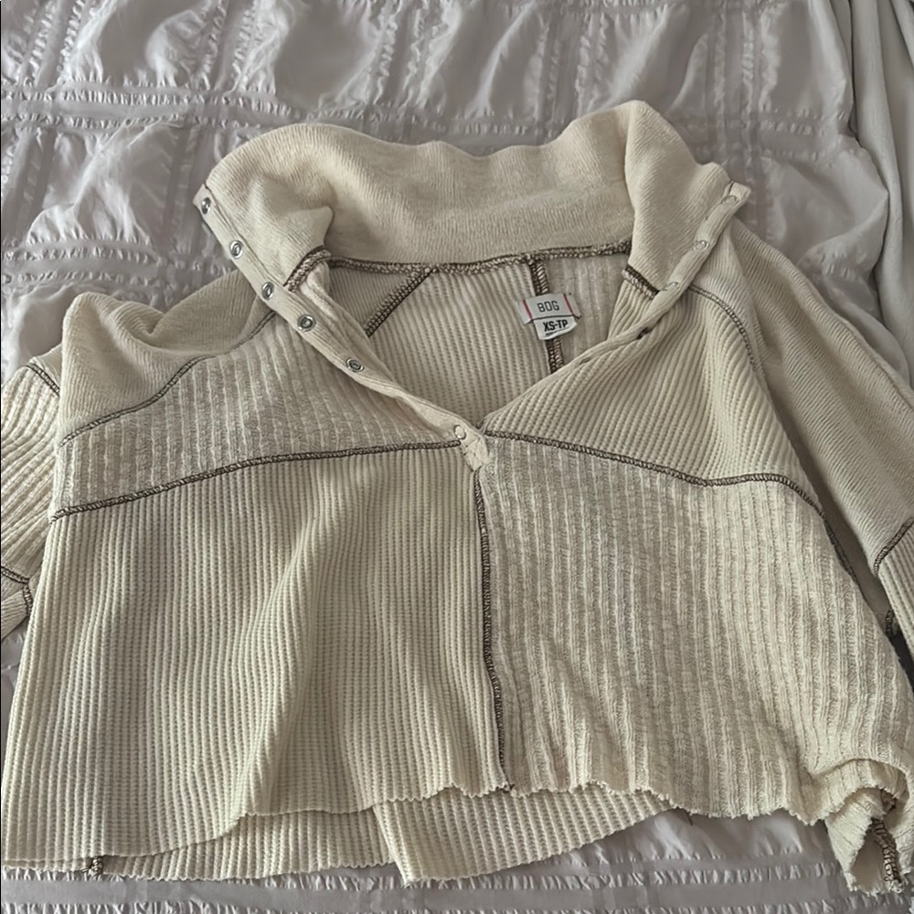 Urban Outfitters Cream Ribbed Cardigan Sweater